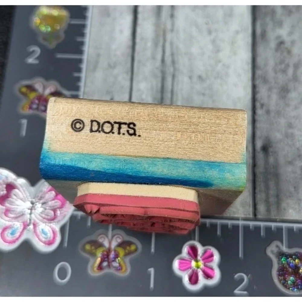 Dots Country Duck With Boots Bow Stitch Rubber Stamp Wood #076